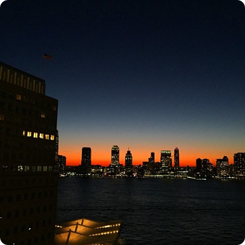 sun setting over the Hudson River NYC