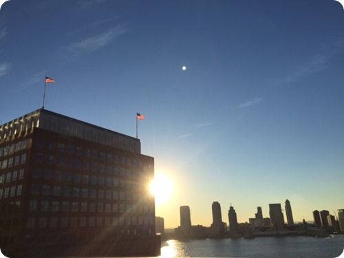 sun setting over the Hudson River NYC