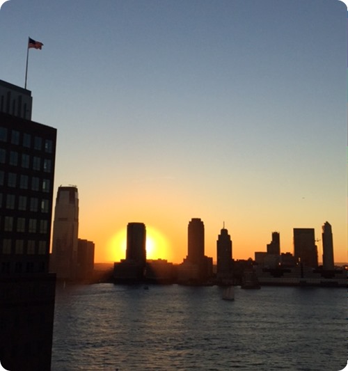 sun setting over the Hudson River NYC
