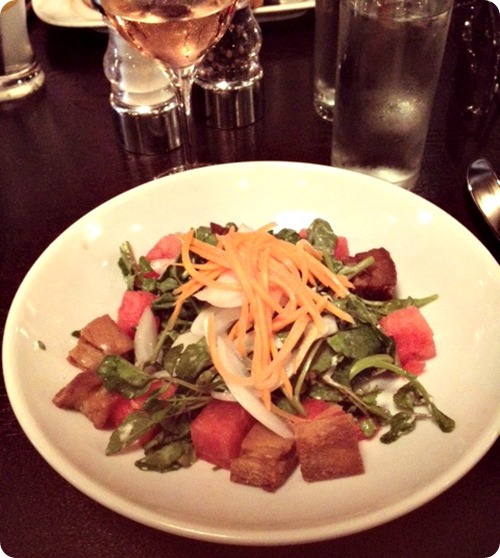 watermelon salad + pork belly